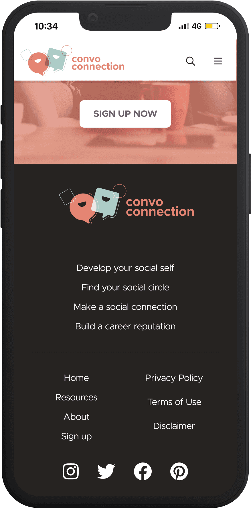 Mobile site footer Mobile site footer