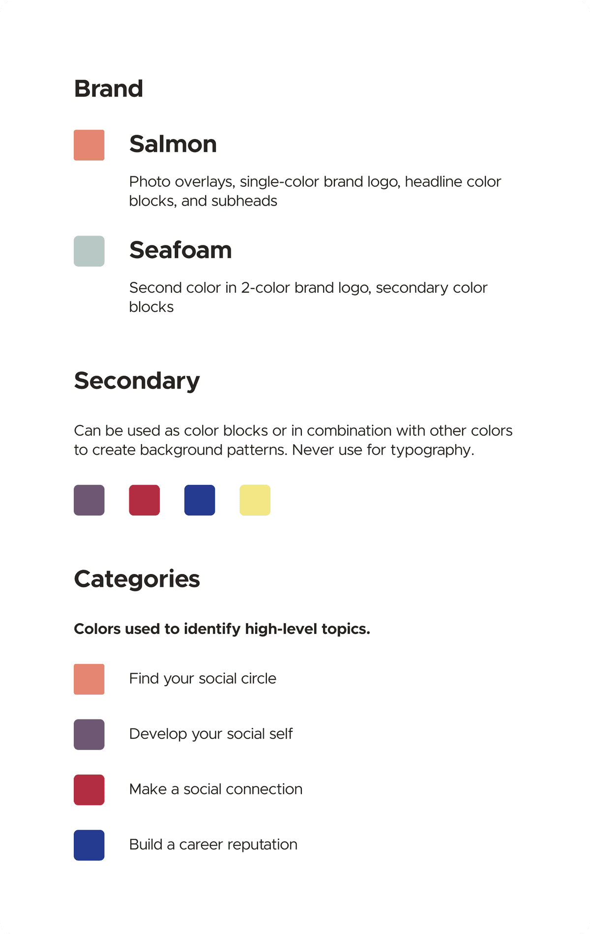 Color palette usage Color palette usage